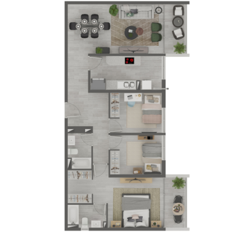 Tipología 1A - 3 Dormitorios 2 Baños
